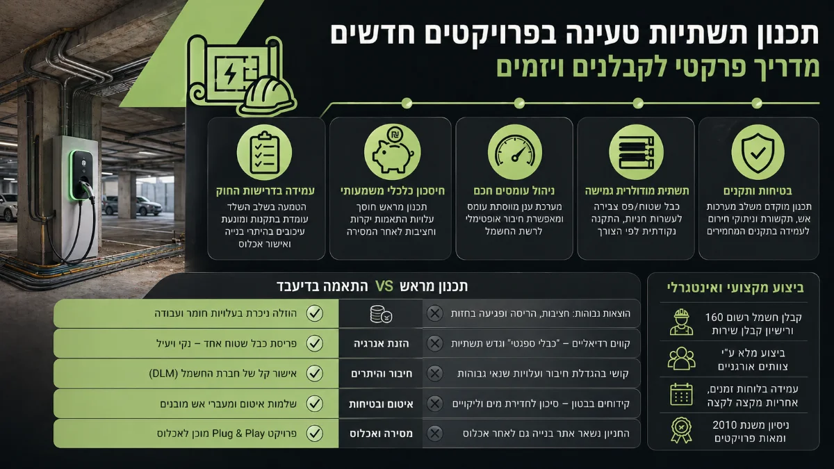 אינפוגרפיקה: תכנון תשתיות טעינה בפרויקטים חדשים